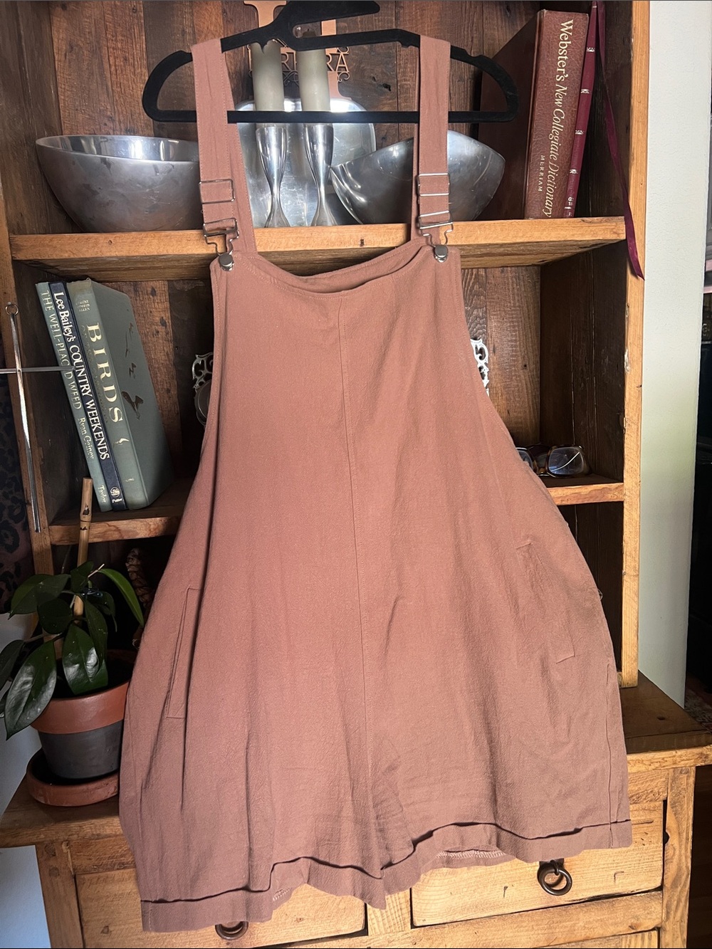 Casual Rust Brown romper with Adjustable Straps